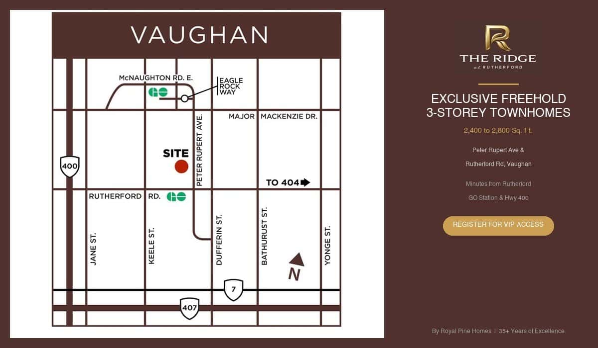 The Ridge at Rutherford Townhouse in Vaughan, Ontario, Canada preconstruction