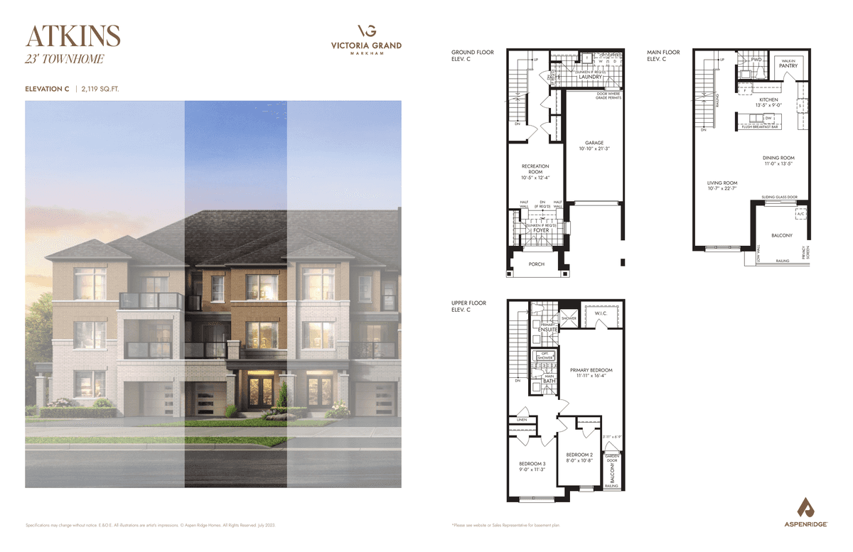 Victoria Grand Aspen Ridge Townhouse in Markham, Ontario, Canada preconstruction