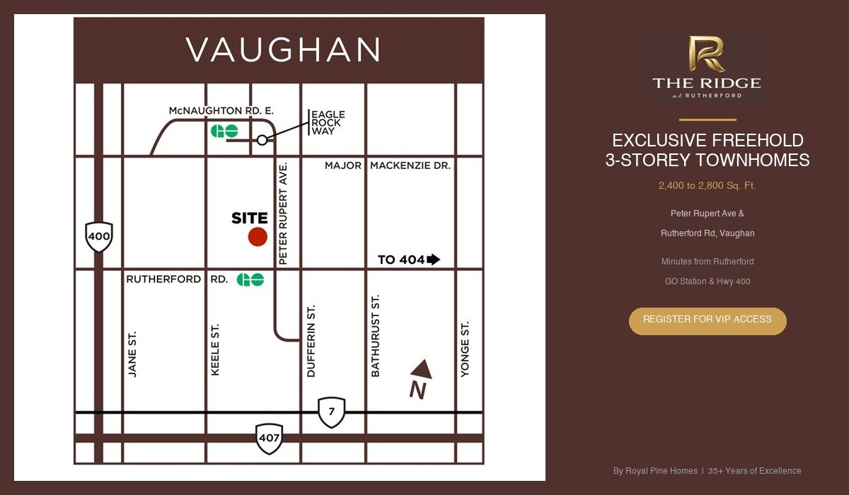 The Ridge at Rutherford Townhouse in Vaughan, Ontario, Canada preconstruction